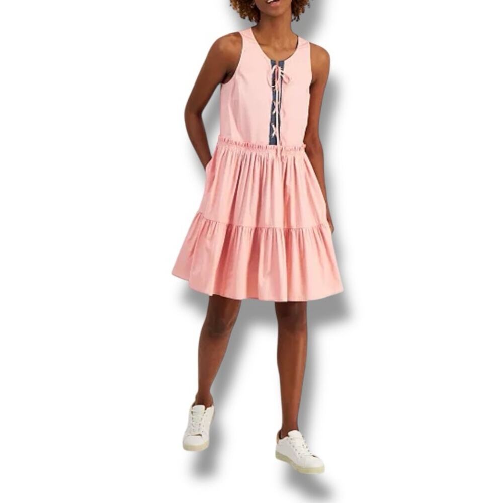 Nautica Jeans tiered ruffled dress with denim accent NWT Women's size L